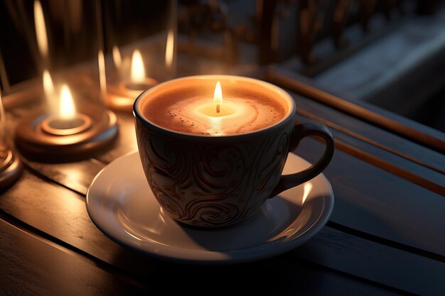 Foto tazza di caffè successivo disegno di sfondo