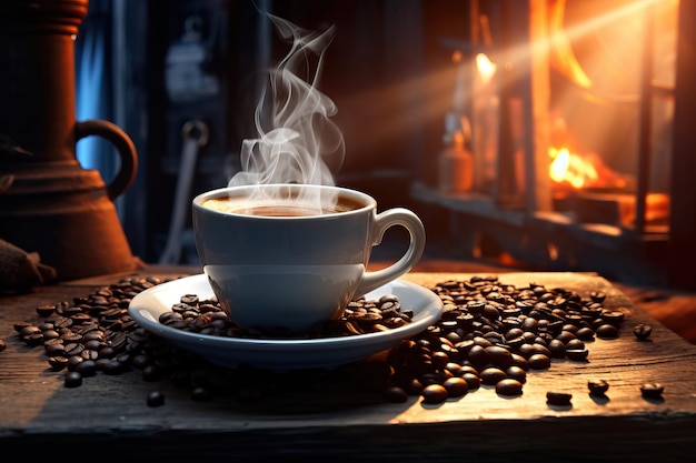 a cup of coffee next background design