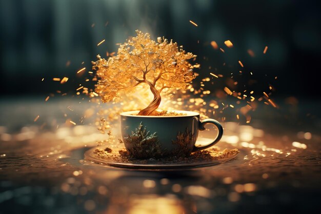 a cup of coffee next background design