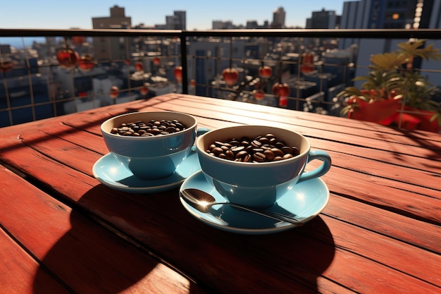 Foto una tazza di caffè accanto al disegno di sfondo