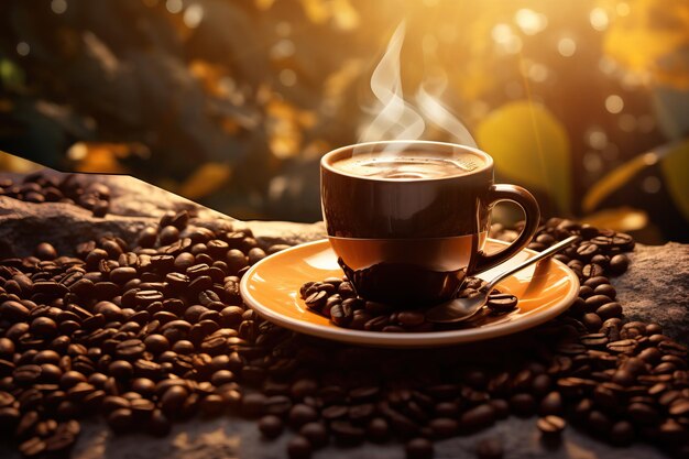 A cup of coffee next background design