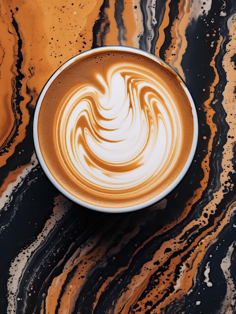 Foto una tazza di caffè accanto al disegno di sfondo