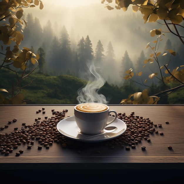 a cup of coffee next background design