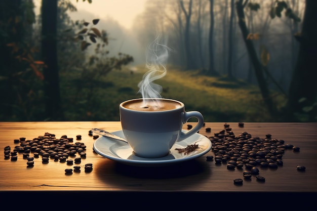 a cup of coffee next background design