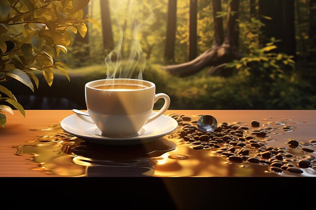 a cup of coffee next background design