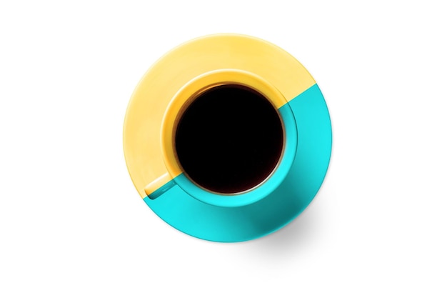 Cup of coffee on a background of turquoise color