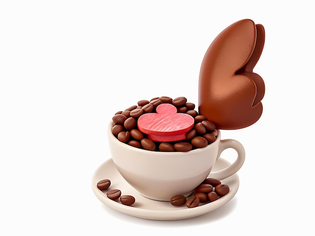 A cup of coffee bean on heart shape generative AI