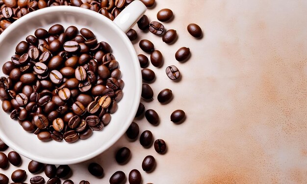 cup coffee beans hot coffee espresso coffee cup with beans coffee bean background