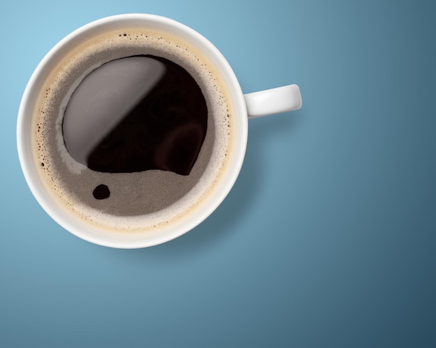 Cup of coffee on a blue background