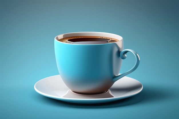 A cup of coffee on a blue background