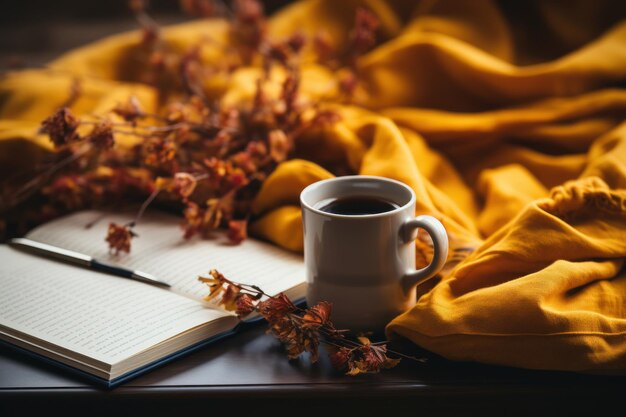 Чашка кофе и книга.