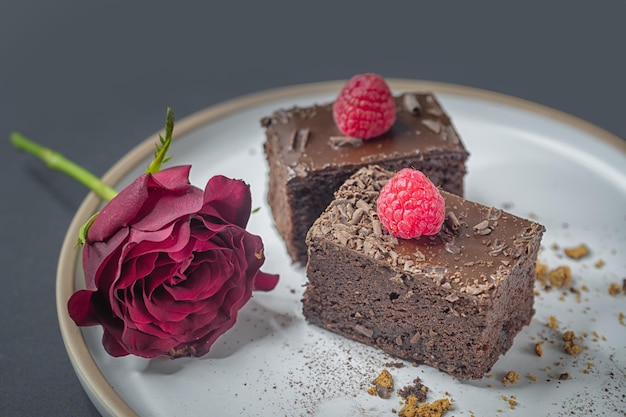 Cup of coffee and chocolate cake brownie