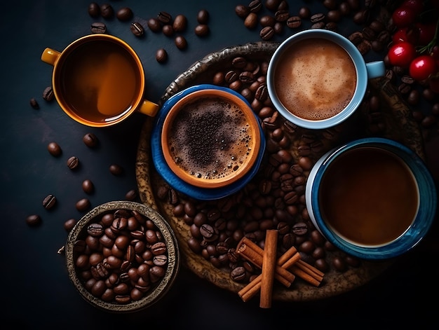 Cup of coffee on the coffee beans Ai Generative