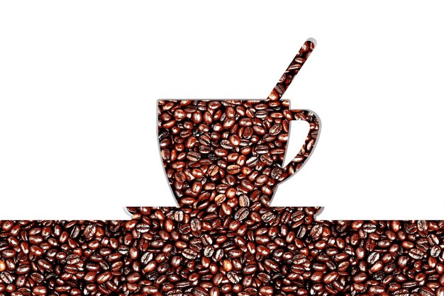 Cup of coffee and coffee-beans on  white background