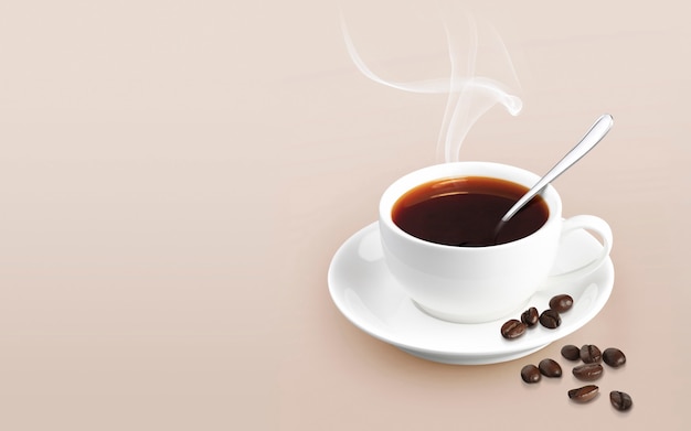 Cup of coffee on color background solid