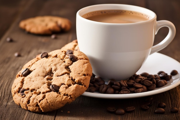 A cup of coffee and cookie