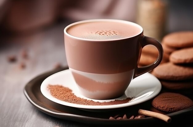 A cup of coffee and cookies on a plate