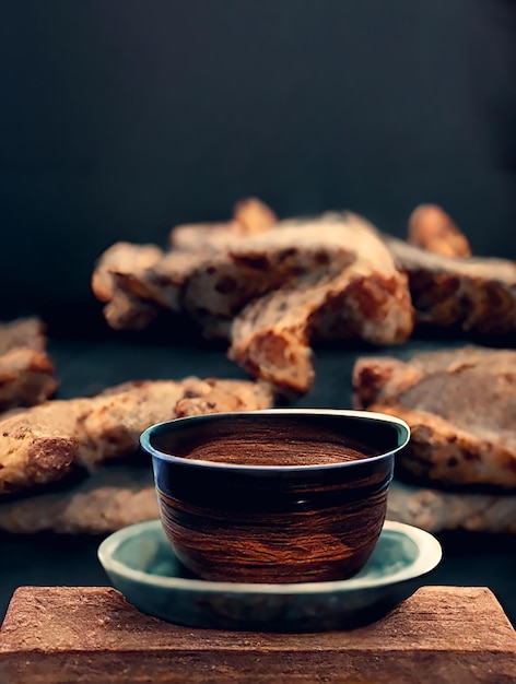 コーヒーとクッキーのカップ