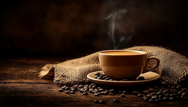 a cup of coffee and a cup of coffee on a table