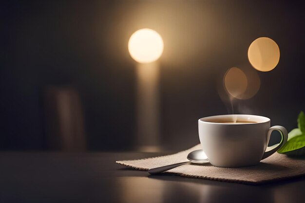 Photo a cup of coffee and a cup of coffee on a table.