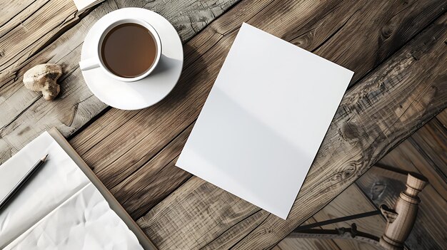 Photo a cup of coffee and a cup of coffee on a wooden table