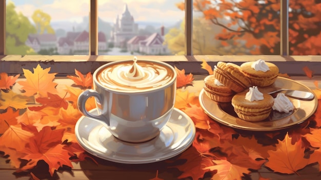 A cup of coffee and dessert bringing warmth and comfort AI generated