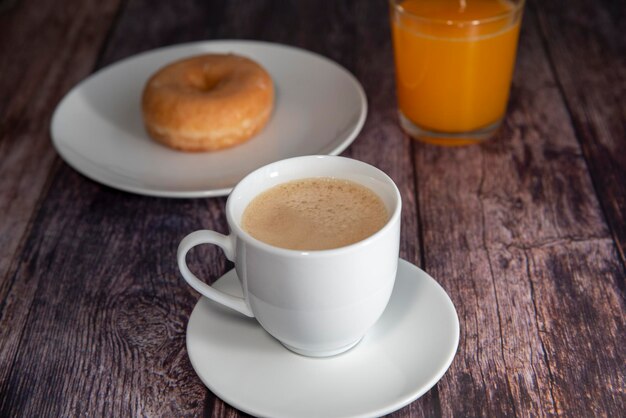 Cup coffee and donut