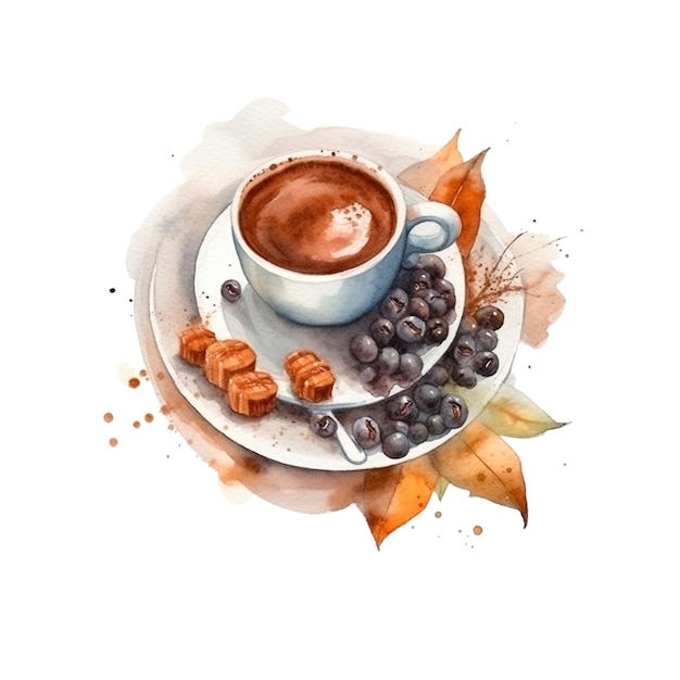 cup of coffee fall concept of coffee watercolor coffee coffee watercolor style vintage coffee st