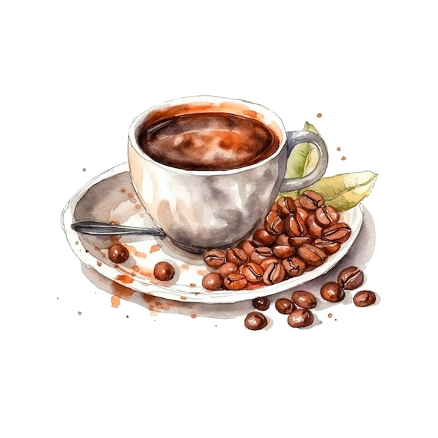 커피 한 잔 가을 커피 수채화 커피 커피 수채화 스타일 빈티지 커피 st의 개념