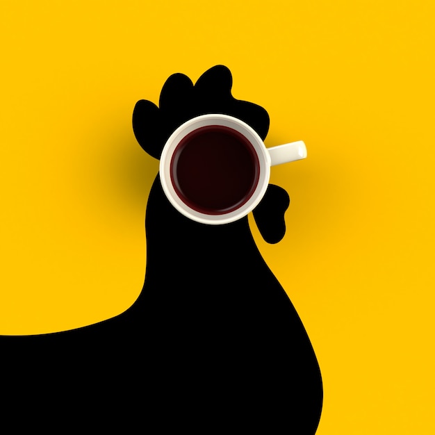 Cup of coffee in the form of chicken