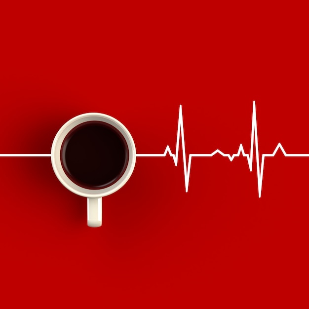 Photo cup of coffee in the form of heart rhythm