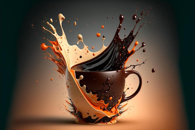 A cup of coffee from which splashes Generative AI