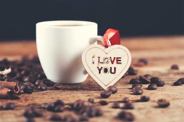 Cup of coffee and heart