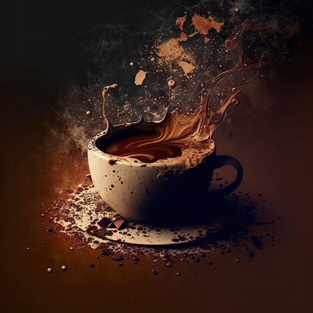 A cup of coffee is being splashed with liquid