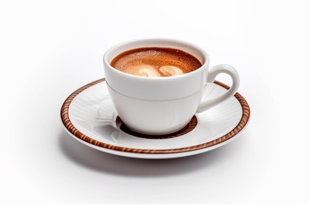 Cup of coffee isolated on white background with clipping path top view