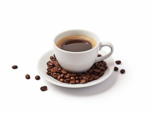 A cup of coffee isolated on a white background