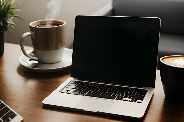 Cup of coffee and a laptop