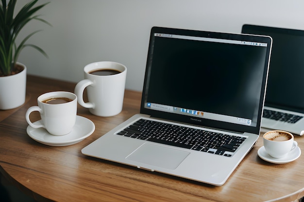 Cup of coffee and a laptop