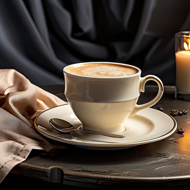 Foto una tazza di caffè latte e chicchi di caffè isolati su sfondo bianco