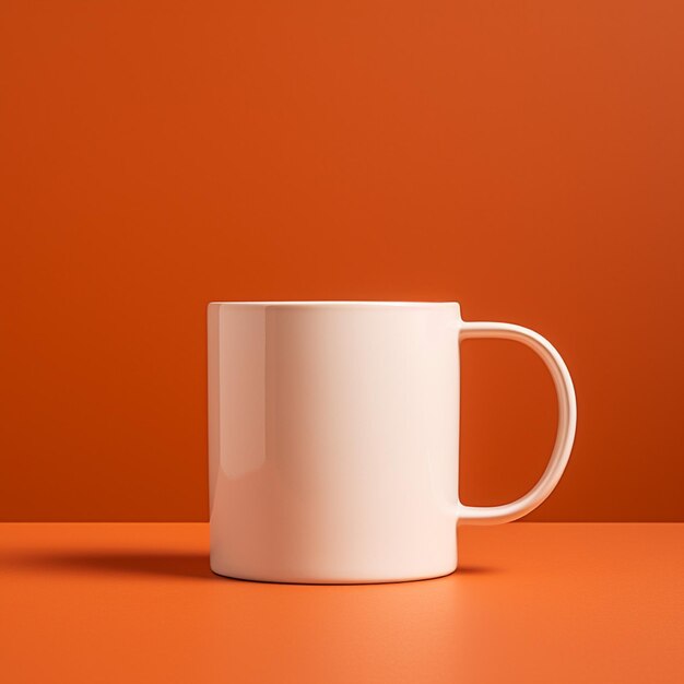 Cup of coffee on orange background 3d render Mock up