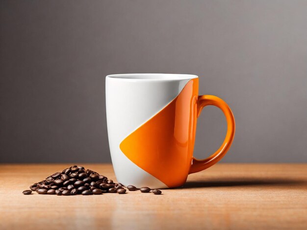 Photo cup of coffee on orange background minimal still life generative ai