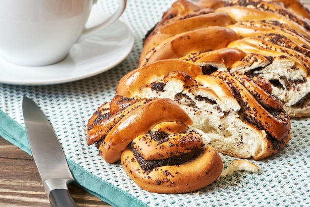 Cup of coffee and poppy seed cake