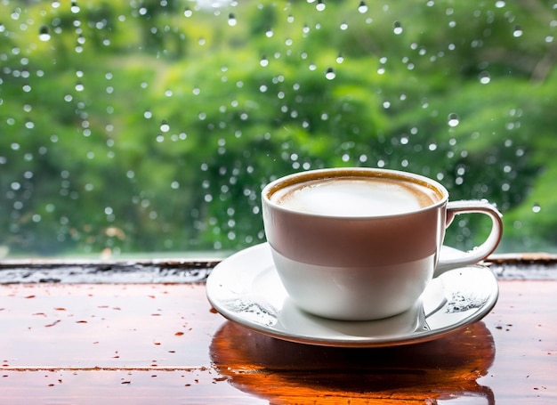 Чашка кофе в дождливый день