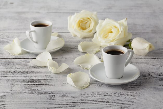 cup of coffee and a rose breakfast