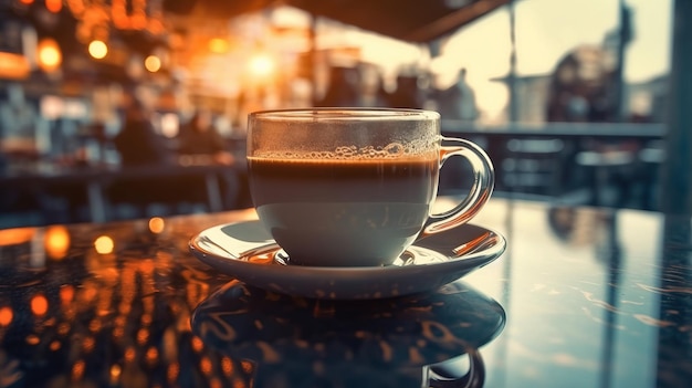 A cup of coffee on a saucer Generative AI Art