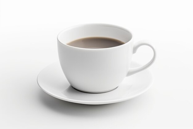 A Cup of Coffee on a Saucer on a White Background On a White or Clear Surface PNG Transparent Background