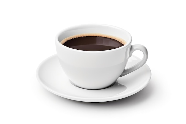 Photo a cup of coffee on a saucer on a white or clear surface png transparent background