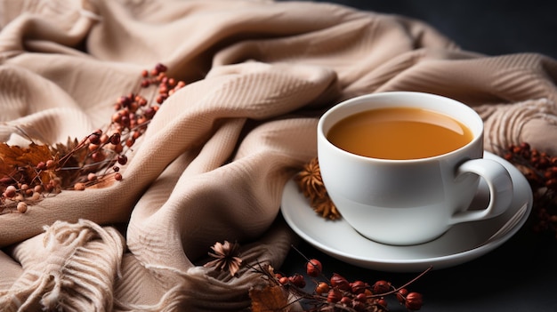 cup of coffee and scarf