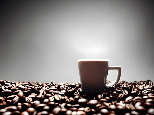 A cup of coffee sitting on top of a pile of coffee beans_ai_generated