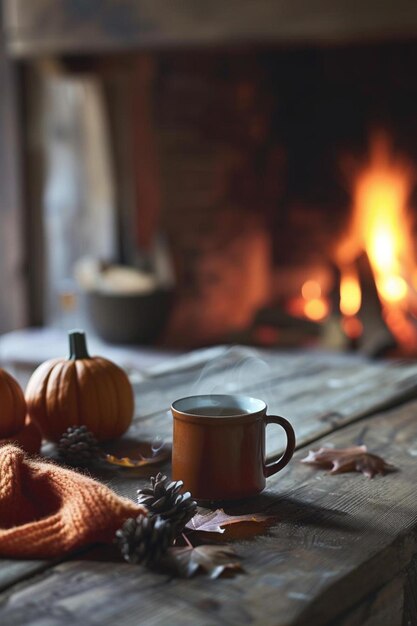 a cup of coffee sitting on top of a wooden table